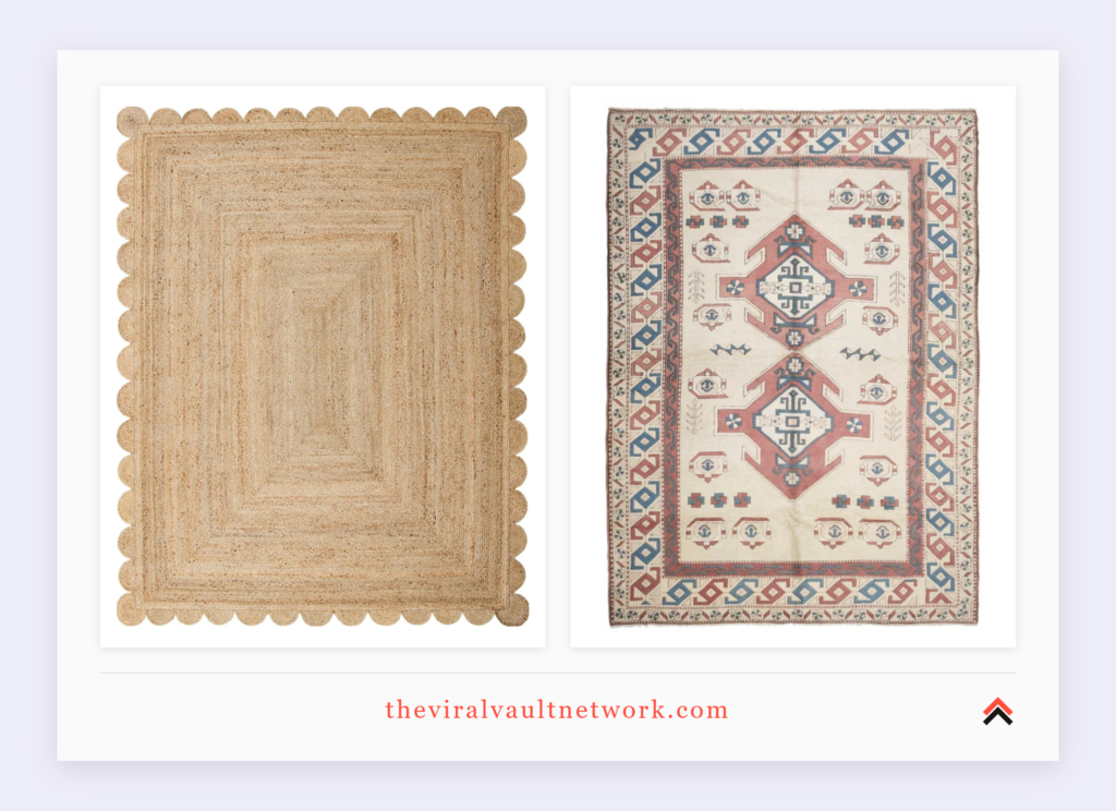 Pair of scalloped and vintage rugs