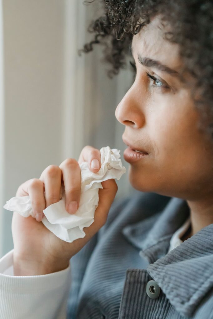 Woman with a respiratory issue